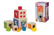 Dřevěné didaktické hračky - Dřevěná skládací věž Color Stacking Tower Eichhorn 5 barevných kostek a 5 tvarů od 12 měsíců_0