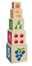 Dřevěné didaktické hračky - Dřevěná skládací věž Color Stacking Tower Eichhorn 5 barevných kostek a 5 tvarů od 12 měsíců_2