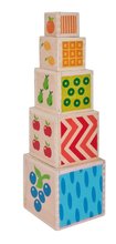 Dřevěné didaktické hračky - Dřevěná skládací věž Color Stacking Tower Eichhorn 5 barevných kostek a 5 tvarů od 12 měsíců_1