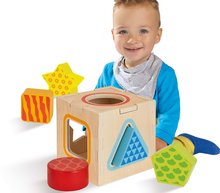 Dřevěné didaktické hračky - Dřevěná didaktická kostka Color Shape Sorting Box Eichhorn s 5 vkládacími tvary od 12 měsíců_0