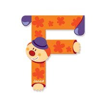 Dekorace do dětských pokojů - Dřevěné písmeno F Clown Letter Janod lepící 9 cm oranžové od 3 let_0