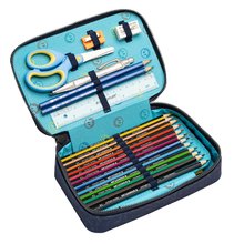 Schulfedertaschen - Federmäppchen Pencil Box Gefüllt Boxen Tiger Navy Mélange Jeune Premier ergonomisch, luxuriöses Design 20*7 cm_1