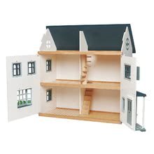 Drevené domčeky pre bábiky - Drevený domček pre bábiku Dovetail House Tender Leaf Toys ultra štýlový so 6 izbami a parketami bez nábytku a postavičiek_0