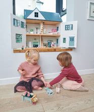 Dřevěné domky pro panenky - Dřevěný domeček pro panenku Dovetail House Tender Leaf Toys ultra stylový se 6 pokoji a parketami bez nábytku a postaviček_1