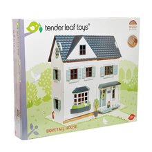 Dřevěné domky pro panenky - Dřevěný domeček pro panenku Dovetail House Tender Leaf Toys ultra stylový se 6 pokoji a parketami bez nábytku a postaviček_5