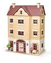 Drevené domčeky pre bábiky - Drevený domček pre bábiku Fantail Hall Tender Leaf Toys 3 poschodový s terasami s rastlinami a lavičkou_2