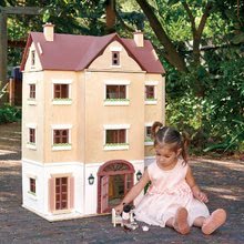Drevené domčeky pre bábiky - Drevený domček pre bábiku Fantail Hall Tender Leaf Toys 3 poschodový s terasami s rastlinami a lavičkou_0
