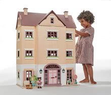 Drevené domčeky pre bábiky - Drevený domček pre bábiku Fantail Hall Tender Leaf Toys 3 poschodový s terasami s rastlinami a lavičkou_3
