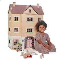 Drvene kućice za lutke - Drvena kućica za figurice Fantail Hall Tender Leaf Toys 3 kata s terasama, biljkama i klupom_0