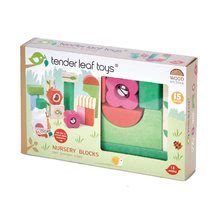 Dřevěné kostky - Dřevěné kostky lesní školka Nursery Blocks Tender Leaf Toys s malovanými obrázky a funkcemi 12 dílů od 18 měsíců_1