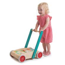 Dřevěné kostky - Dřevěné chodítko s kostkami Baby Block Walker Tender Leaf Toys vozík s malovanými obrázky 29 kostek od 18 měsíců_3