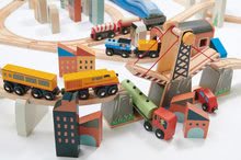 Dřevěné vláčky a vláčkodráhy - Dřevěná vláčkodráha vysokohorská Mountain View Train Set Tender Leaf Toys cesta kolem světa přes města a hory 58 dílů a doplňky_4