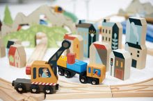 Dřevěné vláčky a vláčkodráhy - Dřevěná vláčkodráha vysokohorská Mountain View Train Set Tender Leaf Toys cesta kolem světa přes města a hory 58 dílů a doplňky_24