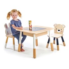 Dětský dřevěný nábytek - Dřevěný dětský nábytek Forest table and Chairs Tender Leaf Toys stůl s úložným prostorem a dvě židle medvěd a zajíc_0