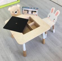 Dětský dřevěný nábytek - Dřevěný dětský nábytek Forest table and Chairs Tender Leaf Toys stůl s úložným prostorem a dvě židle medvěd a zajíc_3