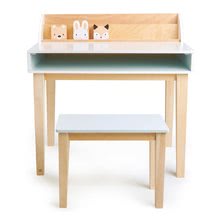 Dětský dřevěný nábytek - Dřevěný stůl se stoličkou Desk and Chair Tender Leaf Toys s úložným prostorem a 3 odkládací nádobky se zvířátky_0