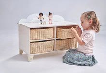 Dětský dřevěný nábytek - Dřevěná skříňka se zajíčkem Bunny Storage Unit Tender Leaf Toys se 4 odkládacími koši z úpletu_0